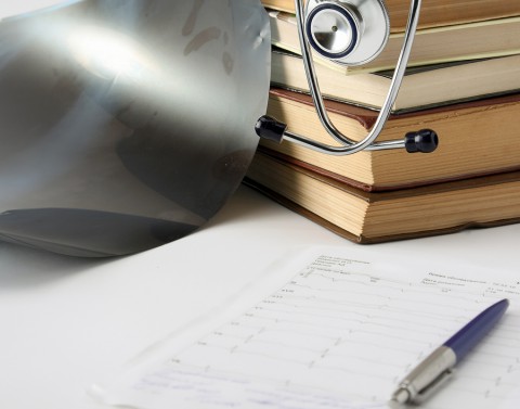 Concept of medical education with book and stethoscope