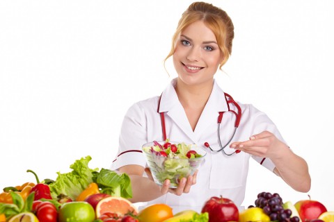 Doctor dietitian recommending healthy food